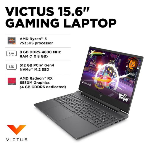 New HP Victus Gaming 15.6″ 144Hz FHD Ryzen 5 7535HS 8GB 512GB SSD Radeon RX6550M - Image 2